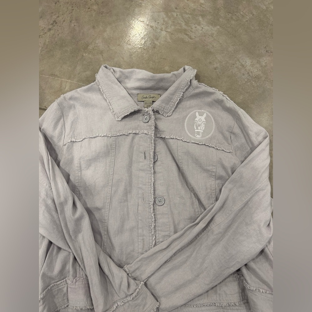 Charlie Paige Light Gray Frayed Collar Shirt
